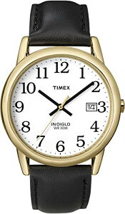 腕時計 タイメックス レディース 【送料無料】Timex T2H291 Men's Indiglo Easy Reader Gold Tone White Dial Leather Band Analog Watch腕時計 タイメックス レディース