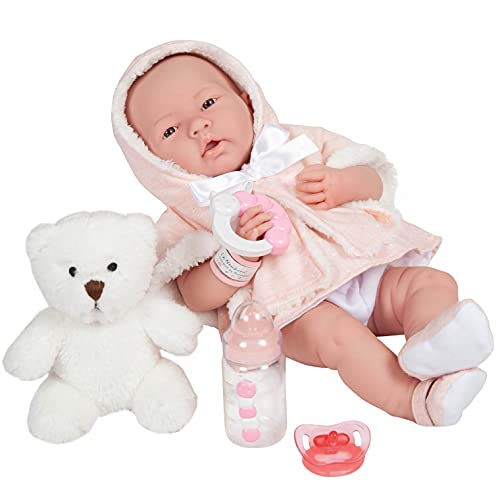 ジェーシートイズ 赤ちゃん おままごと ベビー人形 JC Toys All-Vinyl La Newborn Doll in Pink Coat and Outfit w/Animal Friend & Accessories. Real Girl!, White - Pink (18065)ジェーシートイズ 赤ちゃん おままごと ベビー人形