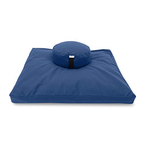 ヨガ フィットネス Bean Products Zafu and Zabuton Meditation Cushion Set - Made in The USA. Our Royal Blue Cotton Round-Shaped Meditation Pillow is Filled for Comfort and Designed with a Zipper Cover for Easy Cleaning.ヨガ フィットネス