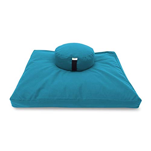 襬 եåȥͥ Bean Products Zafu and Zabuton Meditation Cushion Set - Made in the USA. Our Aqua Cotton Round-Shaped Meditation Pillow is Filled for Comfort and Designed with a Zipper Cover for Easy Cleaning.襬 եåȥͥ