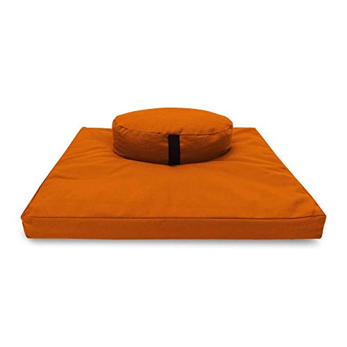 ヨガ フィットネス Bean Products Zafu and Zabuton Meditation Cushion Set - Made in The USA. Our Tangerine Cotton Oval-Shaped Meditation Pillow is Filled for Comfort and Designed with a Zipper Cover for Easy Cleaning.ヨガ フィットネス