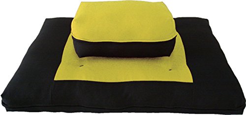 襬 եåȥͥ D&D Futon Furniture Zabuton Zafu Set, Yoga, Meditation Seat Cushions, Kneeling, Sitting, Supporting Exercise Pratice Zabuton & Zafu Cushions. (Yellow)襬 եåȥͥ