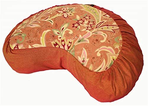 襬 եåȥͥ Boon Decor Meditation Cushion Crescent Zafu Pillow - Japanese Silk Print Peach襬 եåȥͥ