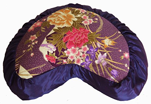 襬 եåȥͥ Boon Decor Meditation Cushion Crescent Zafu - Japanese Silk Print - Limited Edition襬 եåȥͥ