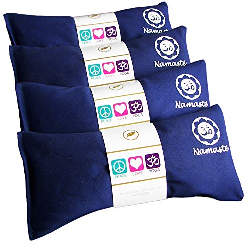 ヨガ フィットネス NLEP-NVY Happy Wraps Namaste Lavender Yoga Eye Pillows - Hot Cold Aromatherapy for Stress, Meditation, Spa, Relaxation Gifts - Set of 4 - Navy Cottonヨガ フィットネス NLEP-NVY