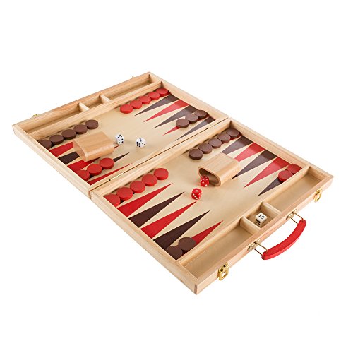 ボードゲーム 英語 アメリカ 海外ゲーム Hey! Play! Wood Backgammon Board Game- Complete Set with Folding Board for Storage, Portable Handle, and Full Game Accessories for Adults and Kids (80-HCH-BK)ボードゲーム 英語 アメリカ 海外ゲーム