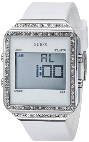 腕時計 ゲス GUESS レディース GUESS White Stain Resistant Silicone Crystal Watch with Day, Date, 24 Hour Military/Int'l Time, Dual Time Zone + Alarm. Color: White (Model: U1224L1)腕時計 ゲス GUESS レディース