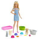 バービー バービー人形 Barbie Play 'n Wash Pets Doll & Playset with 3 Color-Change Animals & 10 Toy Accessories, Blonde Fashion Doll with Blue Eyesバービー バービー人形