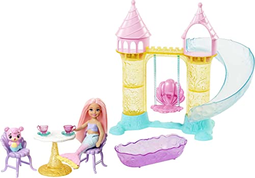 バービー バービー人形 Barbie Dreamtopia Mermaid Playground Playset, with Chelsea Mermaid Doll, Merbear Friend Figure and Sand Castle Set with Swing, Slide, Pool and Tea Party, Gift for 3 to 7 Year Oldsバービー バービー人形