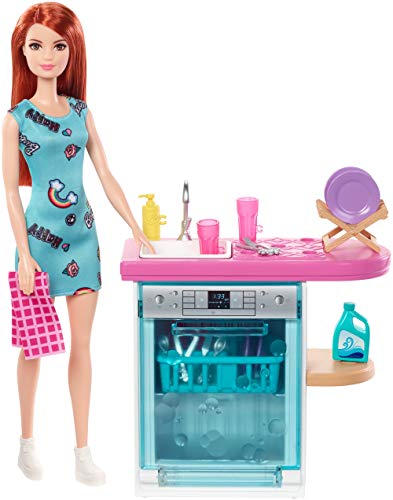 バービー バービー人形 Barbie Indoor Furniture Playset, Kitchen Dishwasher with Working Door and Pull-Out Tray, Plus Dishes and Washing Accessoriesバービー バービー人形