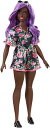バービー Barbie ファッショニスタ125 花柄とピンクのトリムが付いたサニーブラックのドレス 紫色の髪 FXL58