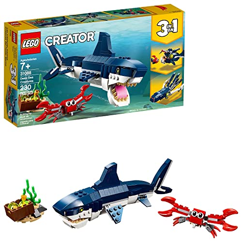 S NGC^[ LEGO Creator 3 in 1 Deep Sea Creatures, Transforms from Shark and Crab to Squid to Angler Fish, Sea Animal Toys, Gifts for 7 Plus Year Old Girls and Boys, 31088S NGC^[