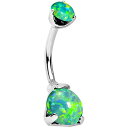 ボディキャンディー ボディピアス アメリカ 日本未発売 ウォレット Body Candy Stainless Steel Green Synthetic Opal Internally Threaded Belly Ring 3/8"ボディキャンディー ボディピアス アメリカ 日本未発売 ウォレット