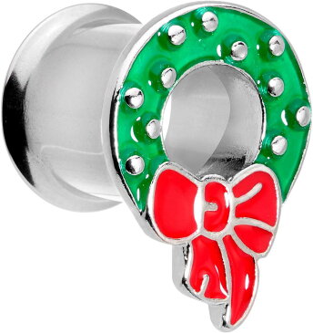 ボディキャンディー ボディピアス アメリカ 日本未発売 ウォレット 【送料無料】Body Candy 2Pc 316L Steel Double Flare Tunnel Plug Christmas Wreath Ear Plug Gauges Set of 2 00 Gaugeボディキャンディー ボディピアス アメリカ 日本未発売 ウォレット