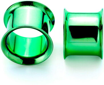 ボディキャンディー ボディピアス アメリカ 日本未発売 ウォレット 【送料無料】Body Candy 2Pc Green Anodized Steel 10mm Double Flare Tunnel Ear Gauge Plugs Set of 2 00 Gaugeボディキャンディー ボディピアス アメリカ 日本未発売 ウォレット