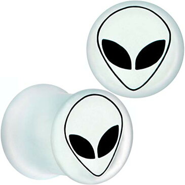 ボディキャンディー ボディピアス アメリカ 日本未発売 ウォレット 【送料無料】Body Candy Unisex 00 Gauge 2Pc White Matte Glass UFO Alien Face Double Flare Ear Plug Gauges Set of 2 10mmボディキャンディー ボディピアス アメリカ 日本未発売 ウォレット