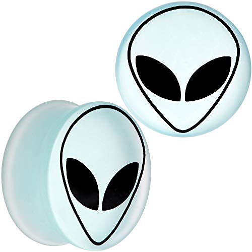 ܥǥǥ ܥǥԥ ꥫ ̤ȯ å Body Candy Unisex 2Pc White Matte Glass UFO Alien Face Double Flare Ear Plug Gauges Set of 2 30mmܥǥǥ ܥǥԥ ꥫ ̤ȯ å