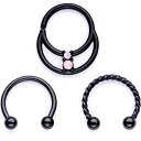 ボディキャンディー ボディピアス アメリカ 日本未発売 ウォレット Body Candy 3PC 16G Black 316L Steel Septum Jew...