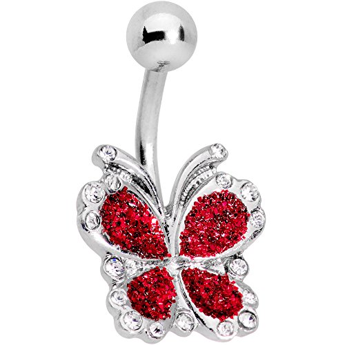 ܥǥǥ ܥǥԥ ꥫ ̤ȯ å Body Candy Steel Clear Red Accent Spring Butterfly Belly Button Ringܥǥǥ ܥǥԥ ꥫ ̤ȯ å