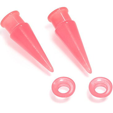 ボディキャンディー ボディピアス アメリカ 日本未発売 ウォレット 【送料無料】Body Candy Pink Acrylic 2 in 1 Glow in Dark Interchangeable Screw Fit Ear Gauge Plug and Taper Set 00 Gaugボディキャンディー ボディピアス アメリカ 日本未発売 ウォレット