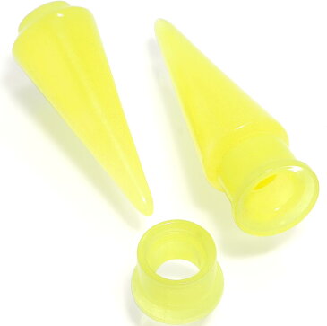 ボディキャンディー ボディピアス アメリカ 日本未発売 ウォレット 【送料無料】Body Candy Yellow Acrylic 2 in 1 Glow in Dark Interchangeable Screw Fit Ear Gauge Plug and Taper Set 00 Gaボディキャンディー ボディピアス アメリカ 日本未発売 ウォレット