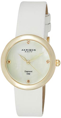 腕時計 アクリボスXXIV レディース Akribos XXIV Women's MOP Watch - Impeccable Swiss Quartz Movement - 4 Diamond Hour Markers - Mother-of-Pearl Dial on Satin Strap Watch - AK687腕時計 アクリボスXXIV レディース