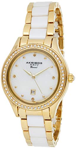 腕時計 アクリボスXXIV レディース Akribos XXIV AK977 Women's Quartz Diamond Oyster Shell Pattern Bracelet Watch (Gold-Tone)腕時計 アクリボスXXIV レディース