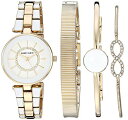 rv ANC fB[X Anne Klein Women's AK/3286WTST Premium Crystal Accented Gold-Tone and White Watch and Bracelet Setrv ANC fB[X