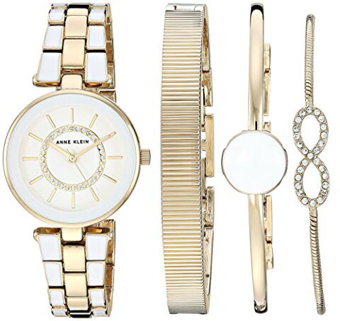 アンクライン 腕時計 レディース 【送料無料】Anne Klein Women's AK/3286WTST Swarovski Crystal Accented Gold-Tone and White Watch and Bracelet Setアンクライン 腕時計 レディース