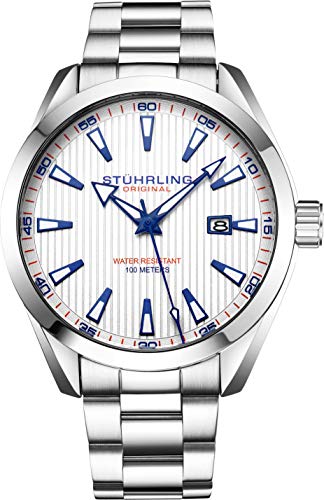 腕時計 ストゥーリングオリジナル メンズ Stuhrling Original Mens Wrist Watch White Analog Dial with Date - Stainless Steel Silver Bracelet, 3953 Luxury Watches for Men Collection腕時計 ストゥーリングオリジナル メンズ