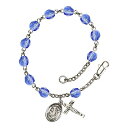 Bonyak Jewelry ブレスレット ジュエリー アメリカ アクセサリー St. Cecilia Silver Plate Rosary Bracelet 6mm September Blue Fire Polished Beads Crucifix Size 5/8 x 1/4 medal charmBonyak Jewelry ブレスレット ジュエリー アメリカ アクセサリー