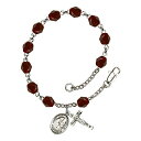 Bonyak Jewelry ブレスレット ジュエリー アメリカ アクセサリー St. Mary Magdalene Silver Plate Rosary Bracelet 6mm January Red Fire Polished Beads Crucifix Size 5/8 x 1/4 medal charmBonyak Jewelry ブレスレット ジュエリー アメリカ アクセサリー