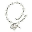 Bonyak Jewelry ブレスレット ジュエリー アメリカ アクセサリー Miraculous Silver Plate Rosary Bracelet 6mm April Crystal Fire Polished Beads Crucifix Size 5/8 x 1/4 medal charmBonyak Jewelry ブレスレット ジュエリー アメリカ アクセサリー