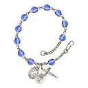 Bonyak Jewelry ブレスレット ジュエリー アメリカ アクセサリー Miraculous Silver Plate Rosary Bracelet 6mm September Blue Fire Polished Beads Crucifix Size 5/8 x 1/4 medal charmBonyak Jewelry ブレスレット ジュエリー アメリカ アクセサリー