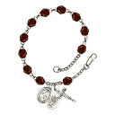 Bonyak Jewelry ブレスレット ジュエリー アメリカ アクセサリー Miraculous Silver Plate Rosary Bracelet 6mm January Red Fire Polished Beads Crucifix Size 5/8 x 1/4 medal charmBonyak Jewelry ブレスレット ジュエリー アメリカ アクセサリー