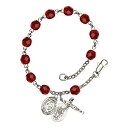 Bonyak Jewelry ブレスレット ジュエリー アメリカ アクセサリー Miraculous Silver Plate Rosary Bracelet 6mm July Red Fire Polished Beads Crucifix Size 5/8 x 1/4 medal charmBonyak Jewelry ブレスレット ジュエリー アメリカ アクセサリー