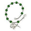 Bonyak Jewelry ブレスレット ジュエリー アメリカ アクセサリー Miraculous Silver Plate Rosary Bracelet 6mm May Green Fire Polished Beads Crucifix Size 5/8 x 1/4 medal charmBonyak Jewelry ブレスレット ジュエリー アメリカ アクセサリー