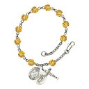 Bonyak Jewelry ブレスレット ジュエリー アメリカ アクセサリー Miraculous Silver Plate Rosary Bracelet 6mm November Yellow Fire Polished Beads Crucifix Size 5/8 x 1/4 medal charmBonyak Jewelry ブレスレット ジュエリー アメリカ アクセサリー