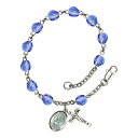 Bonyak Jewelry ブレスレット ジュエリー アメリカ アクセサリー St. Christopher Silver Plate Rosary Bracelet 6mm September Blue Fire Polished Beads Crucifix Size 5/8 x 1/4 medal charmBonyak Jewelry ブレスレット ジュエリー アメリカ アクセサリー