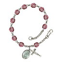 Bonyak Jewelry ブレスレット ジュエリー アメリカ アクセサリー St. Christopher Silver Plate Rosary Bracelet 6mm February Purple Fire Polished Beads Crucifix Size 5/8 x 1/4 medal charmBonyak Jewelry ブレスレット ジュエリー アメリカ アクセサリー