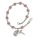 Bonyak Jewelry ブレスレット ジュエリー アメリカ アクセサリー St. Christopher Silver Plate Rosary Bracelet 6mm June Light Purple Fire Polished Beads Crucifix Size 5/8 x 1/4 medal charmBonyak Jewelry ブレスレット ジュエリー アメリカ アクセサリー