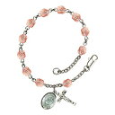 Bonyak Jewelry ブレスレット ジュエリー アメリカ アクセサリー St. Christopher Silver Plate Rosary Bracelet 6mm October Pink Fire Polished Beads Crucifix Size 5/8 x 1/4 medal charmBonyak Jewelry ブレスレット ジュエリー アメリカ アクセサリー