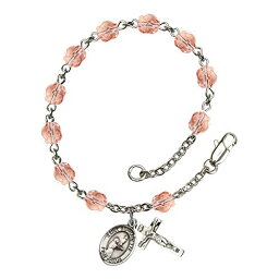 Bonyak Jewelry ブレスレット ジュエリー アメリカ アクセサリー St. Bernadette Silver Plate Rosary Bracelet 6mm October Pink Fire Polished Beads Crucifix Size 5/8 x 1/4 medal charmBonyak Jewelry ブレスレット ジュエリー アメリカ アクセサリー