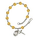 Bonyak Jewelry ブレスレット ジュエリー アメリカ アクセサリー St. Veronica Silver Plate Rosary Bracelet 6mm November Yellow Fire Polished Beads Crucifix Size 5/8 x 1/4 medal charmBonyak Jewelry ブレスレット ジュエリー アメリカ アクセサリー