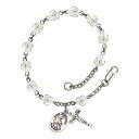 Bonyak Jewelry ブレスレット ジュエリー アメリカ アクセサリー St. Eustachius Silver Plate Rosary Bracelet 6mm April Crystal Fire Polished Beads Crucifix Size 5/8 x 1/4 medal charmBonyak Jewelry ブレスレット ジュエリー アメリカ アクセサリー