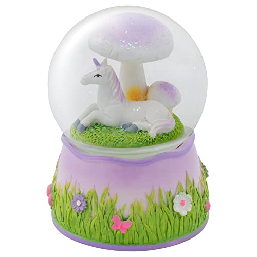 スノーグローブ 雪 置物 インテリア 海外モデル Elanze Designs Purple Unicorn Under Mushroom Rotating Tabletop Dresser Nightstand Figurine Decoration 100MM Sturdy Glitter Water Wind Up Musical Snow Globe Playスノーグローブ 雪 置物 インテリア 海外モデル