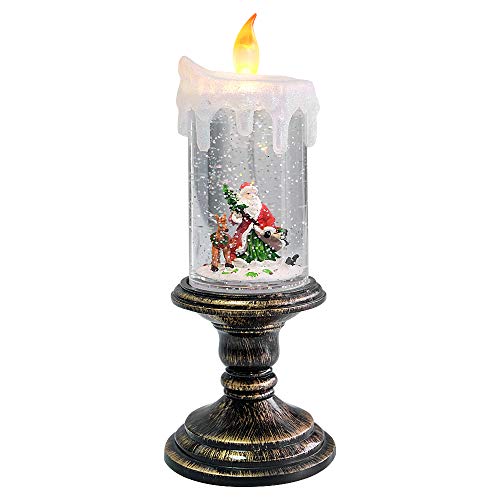 スノーグローブ 雪 置物 インテリア 海外モデル Eldnacele Battery Operated Lighted Flameless Candles Christmas Snow Globe Candle Light Swirling Water Glittering Spinning Candles for Home Decoration(Santa)スノーグローブ 雪 置物 インテリア 海外モデル