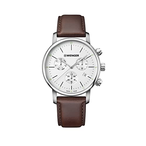 腕時計 ウェンガー スイス メンズ 腕時計 Wenger Men's 'Classic' Swiss Quartz Stainless Steel and Leather Casual Watch, Color:Brown (Model: 01.1743.101)腕時計 ウェンガー スイス メンズ 腕時計