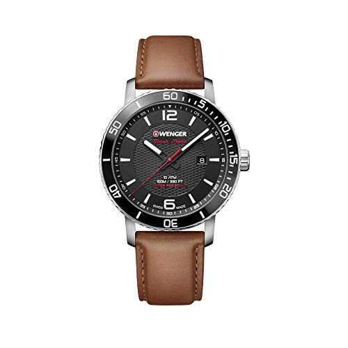 腕時計 ウェンガー スイス メンズ 腕時計 Wenger Men's 'Sport' Swiss Quartz Stainless Steel and Leather Casual Watch, Color:Brown (Model: 01.1841.105)腕時計 ウェンガー スイス メンズ 腕時計