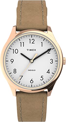 腕時計 タイメックス レディース Timex Women's Modern Easy Reader 32mm Watch ? Rose Gold-Tone Case White Dial with Beige Genuine Leather Strap腕時計 タイメックス レディース